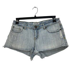 Aeropostale Womens Distressed Light Wash Denim Short Shorts Size 9/10 Frayed Hem